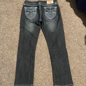 GORGEOUS TRUE RELIGION JOEY SUPER T BLUE RHINESTONE JEANS SIZE 30